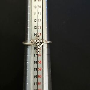 Sterling silver cross ring with diamond looking stones